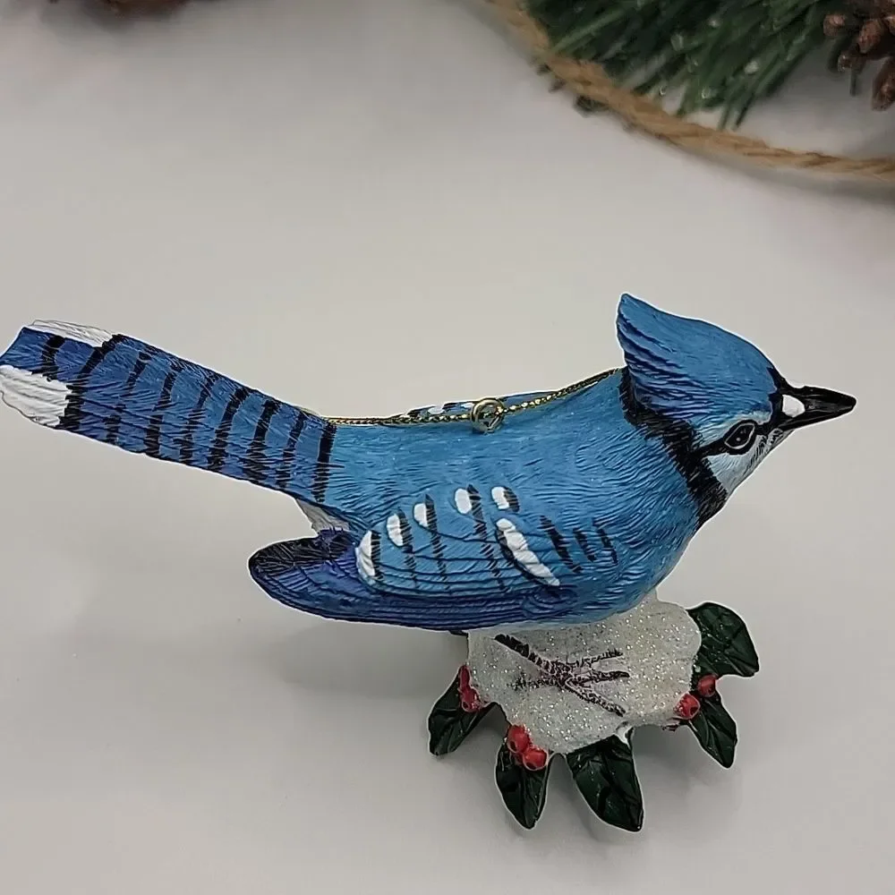 Danbury Mint Christmas Ornament Songbird Collection Blue Jay Collectible